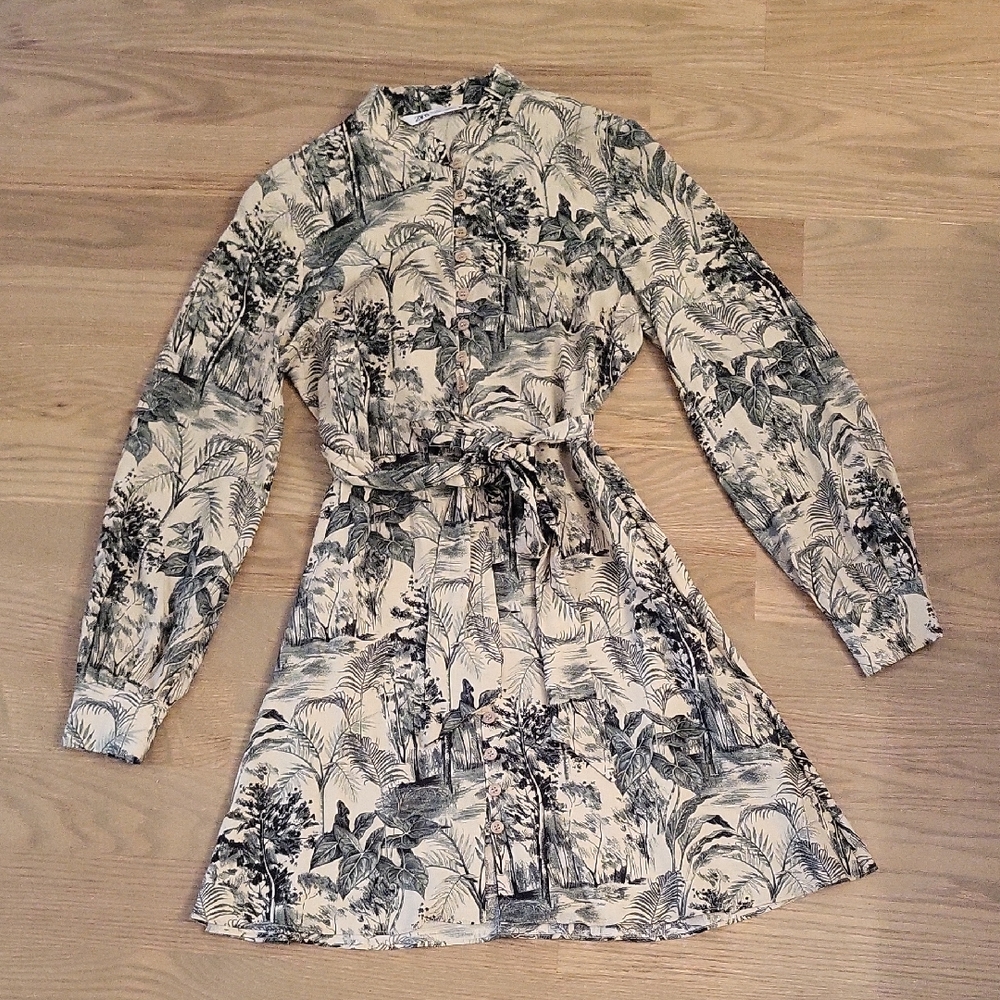 Zara Floral Print Long Sleeve Dress